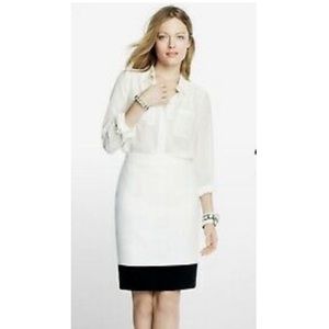 J. Crew White & Black Colorblock Wool The Pencil Skirt